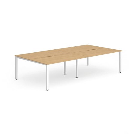 Bench desk EVOLVE, 4 person, 2800x1600 mm, beech-white