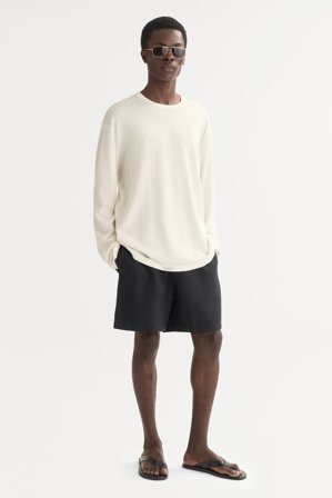 Soft Goat - Men's long sleeve t-shirt - Kashmirtröja herr - S - Feather White