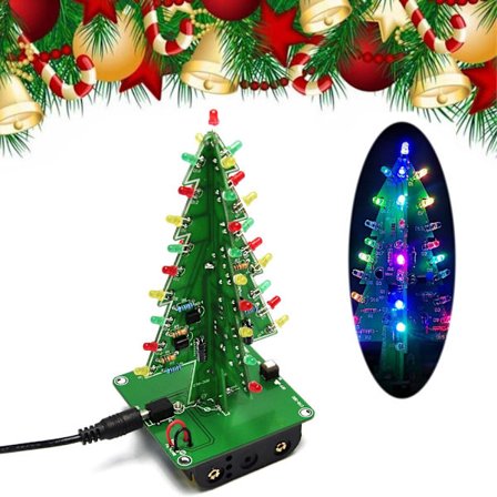DIY Julgranar Lödningsprojekt, 3D Julgranar LED-kit DIY Elektronisk Kit Lödningsmontering 7 Färgers Kul Kit