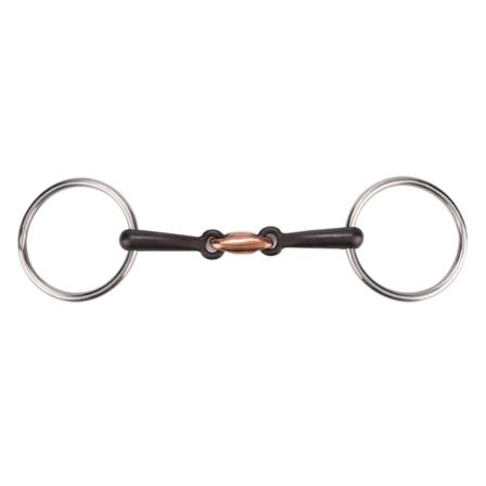 Slitstark rostfritt stål ring Snaffle Mun hästbett med elliptisk kopparlänk (115 mm)