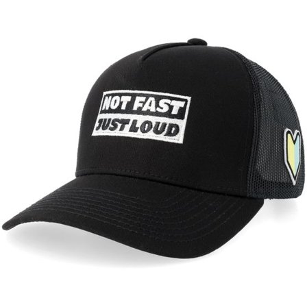 Gearshift - Svart trucker Keps - Not Fast Just Loud Blank Black A-frame Trucker @ Hatstore