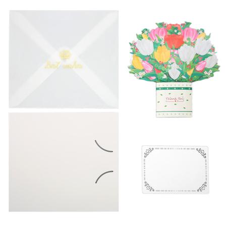 Blomster som popper opp kort Vase Bukettstil Tykt papir Levende farger 3D gratulasjonskort til festjubileum Bursdag