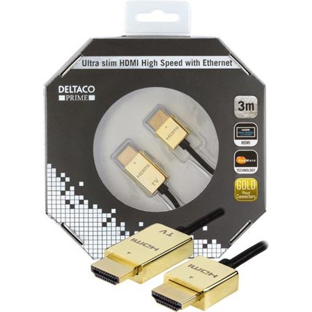 Deltaco Prime HDMI-1043-K - HDMI-kabel med Ethernet - 3 m