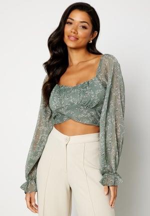 Bubbleroom Care - Leilani Blouse 44 - Dusty green / Patterned - Blusar & Skjortor - Dam