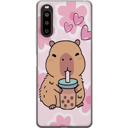 Kompatibelt Mobilskal till Sony Xperia 10 II Kawaii Capybara Hjärtan Anime Stil Söt Design Djurmotiv TikTok Populärt Present Tjej