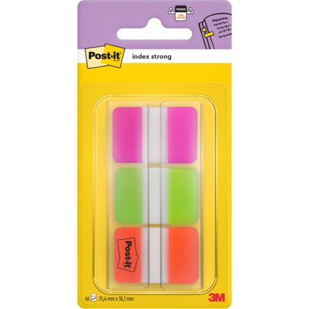 3M Post-it Index Tabs 25.4 x 38.1 mm Strong, 3 Colours