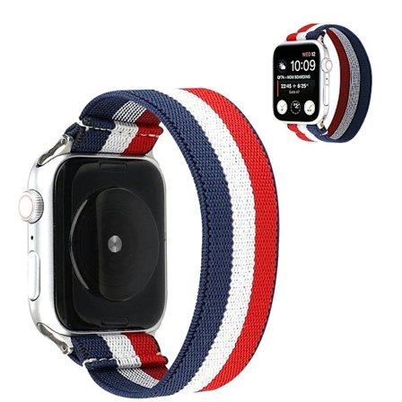 Apple Watch Series 6 / 5 44mm klæde mønster rem - blå / hvid / rød
