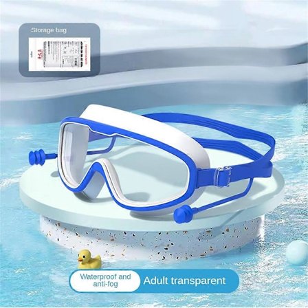 Stora simglasögon för vuxna, vattentäta och imskyddade HD-simglasögon, silikon-simglasögon med integrerade öronproppar