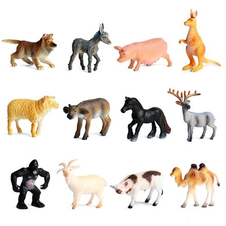 12 STK Naturtro dyremodeller Miniatyr husdyrfigurer Hund