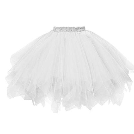 Skjørt for kvinner, Mesh Tulle Prinsesse Elastisk Voksen Kort Tutu Dans White