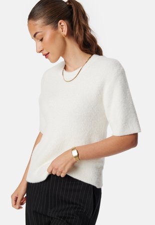 BUBBLEROOM Fluffy Knitted Short Sleeve Sweater Klær