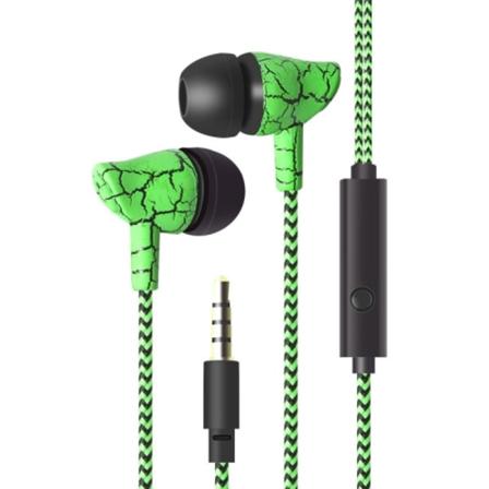 3,5 mm Jack Crack Hörlurar Trådbundna Headset Super Bass Ljud Hörlurar Öronproppar med Mikrofon för Mobiltelefon Samsung Xiaomi MP3 4 Grön