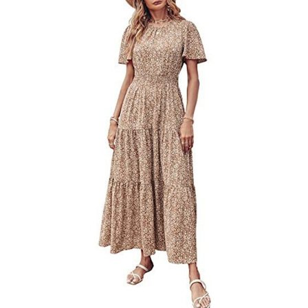 Sommarklänning Kvinnor Casual Långa Klänningar Kortärmad O-hals