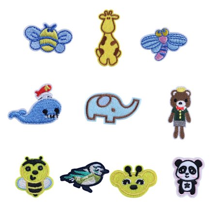 10 stk. tegneserie dyr stryge-på-mærker sy-på-mærker panda broderi mærker