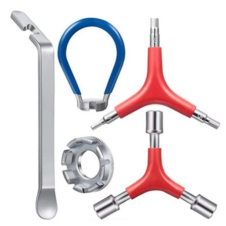 5 stk. sykkel eikeverktøysett 8 Kuttet åpen eikenøkkel Gummigrep Dekkspak Y-type sekskantnøkkel Y-type pipenøkkel