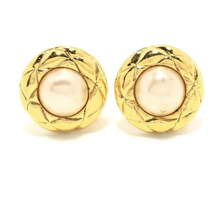Chanel Vintage Earrings Gul, Dame Vintage Smykker, Størrelse: ONE Size