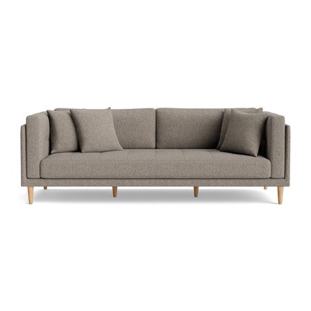 Cali 3 personers sofa - Hygge Grå/Beige - 220x92x76cm - Inkl. 4 pyntepuder & stærk bøgetræsramme - 3 personers sofa i elegant design