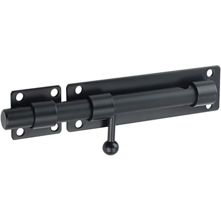 Dørbolt med lås (hengelås ikke inkludert) Skyvedør Bolt Låse sylinder Dør Lås Utendørs med Hengelås Hull, Matt Svart i Rustfritt Stål