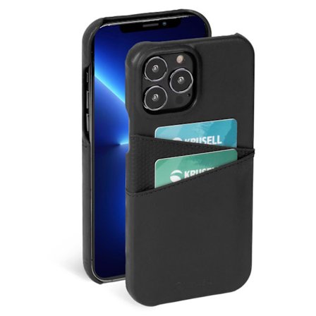 Premium iPhone 13 Pro Max Leather CardCover / Black - SWEDISH DESIGN - REAL LEATHER
