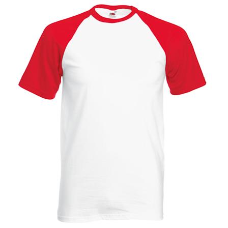 Fruit Of The Loom Herr T-shirt Baseball Kortärmad 2XL Vit/ White/Red 2XL