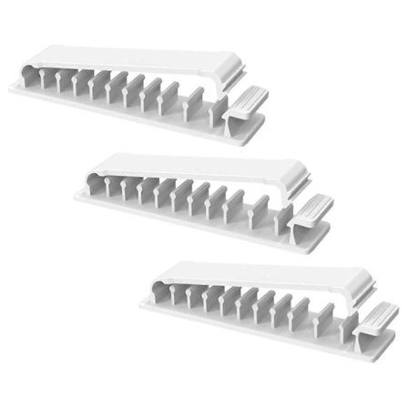 Selvklæbende kabelstyringsklemmer 3-delt sæt 10-slot ledningsorganisator til skrivebord USB og hovedtelefonledninger hjemmekontor (FMY)