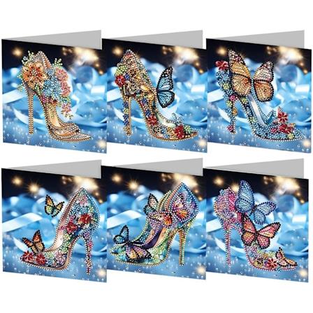 12/8/6/4 Pakk DIY Diamantkunst Julekortsett, Håndlagde Krystallkunstkort HK041