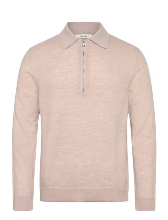 Selected Slhtray Merino Brushed Relaxed Zip Polo - Beige - XXL