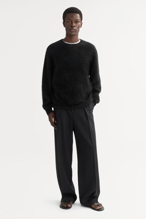 Soft Goat - Men's Brushed Crewneck - Men cashmere sweater - M - Black