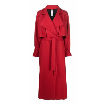 Hevo Belted Coats Rød, Dame Uldfrakker