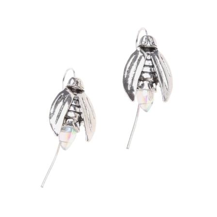 Vintage imitation Moonstone Firefly dinglar silverfärgade örhängen för kvinnor bröllopssmycken Boho Statement örhängen