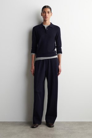 COS Women's Polo De Lana Merino De Manga Francesa in Azul