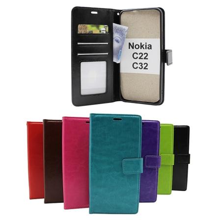 Crazy Horse Wallet Nokia C22 / C32 Grön