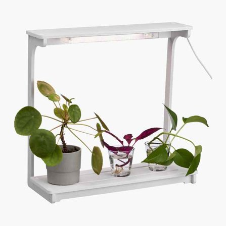 Biltema - Plantebelysning med Stativ til tre potteplanter, Timer og LED-belysning for økt vekst i mørketid, PVC