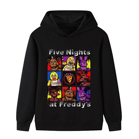 FNAF Langermet hettegenser for barn, genser med tegneserietrykk - Svart - 170cm Black_qcx