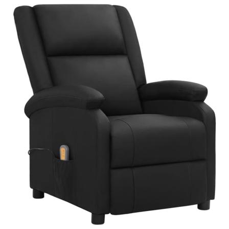 Vidaxl Massagefåtölj Med Uppresningshjälp Svart Äkta Läder Svart