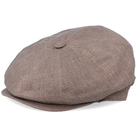 MJM Hats - Marrón flatcap Gorra - Montreal Linen Brown Flat Cap @ Hatstore