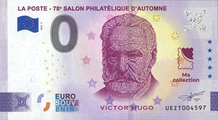 Frankrig - Victor Hugo - 0 euro souvenir pengeseddel
