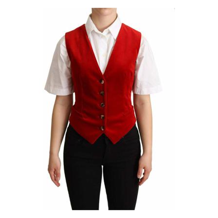 Dolce & Gabbana Leopard Print Waistcoat Vest Rød, Dame