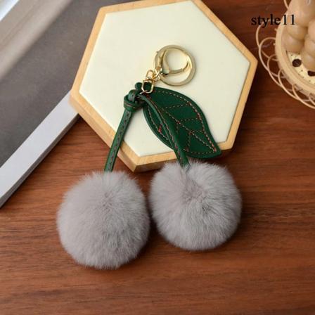 Fluffig Nyckelringsväska Hängande Nyckelhållare Väska Hängande Nyckelring Nyckelring Plysch Pälsboll Söt Dockblad Nyckelring Ornament Leksaker style11