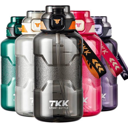 IC 50 oz Sportvattenflaska Halv Gallon Vattenflaska Kanna med Sugrör Stor Kapacitet Plast Vattenflaska Diskmaskin Säker 50 oz Vattenflaska Svart