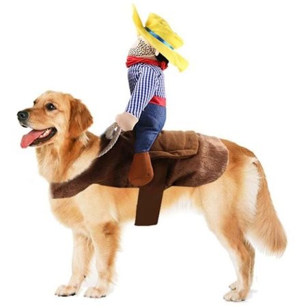 One Piece Cowboy Hund Kostym Ridning Rolig Stil Jul Halloween Cosplay Kostym (Brun Ridkläder) - Byst 50-70cm