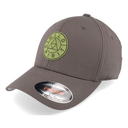 Wild Spirit - Grå flexfit Keps - Logo Basic Mountain Dark Grey Flexfit Wooly @ Hatstore