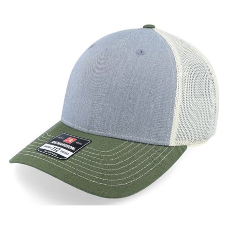 Richardson - Grå trucker Keps - 112fp Tri Heather Grey/Birch/Army Olive Trucker @ Hatstore