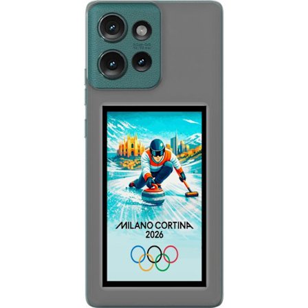 Yhteensopiva Puhelinkuori Motorola Edge 50 Jääkiekkoilukuva, jossa pelaajat liikkuvat jäällä, Milano Cortina 2026, Milanin maamerkit ja olympialaisten