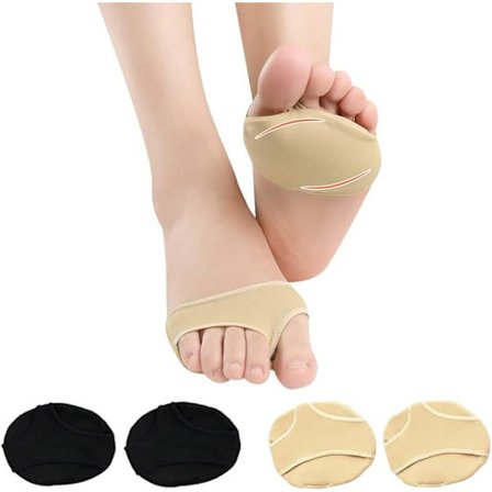 Metatarsaalitukihihat (4 kpl), mukavat jalkapöydän tyynyliinat pehmeällä hengittävällä kankaalla naisille ja miehille, etujalkojen geelipehmusteet 