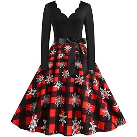 BTBDYDH Halloween Klänning Retro Långärmad V-ringad Klänning Utsvängd Vintage Hepburn Klänningar Pumpa Fladdermus Häxa Tryckt Cosplay Party Kostym 