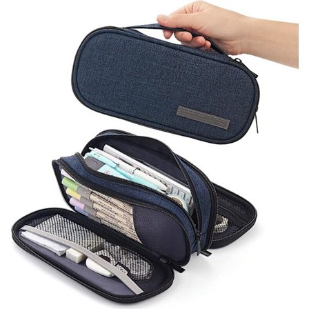 Pennfodral med stor kapacitet, handhållen, 3 fack