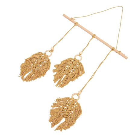 Vægtæppe Vedhæng Hængende Vægtæppe Nordisk Stil Vægdekoration Boligindretning Gul 85x45cm Håndvævet 1 stk