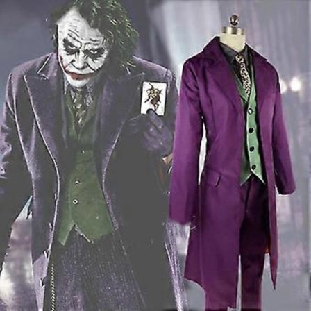 Høj kvalitet Heath Ledger Cosplay Dragt Halloween Mænd Film The Dark Knight Joker Kostume Lilla Jakke Fuld Sæt