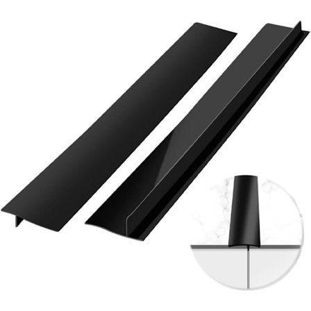 To-delt silikone kogeplade tætningsliste - 25-tommer huludfylder - til kogeplader - forsegler hullet mellem bordpladen og apparater - sort